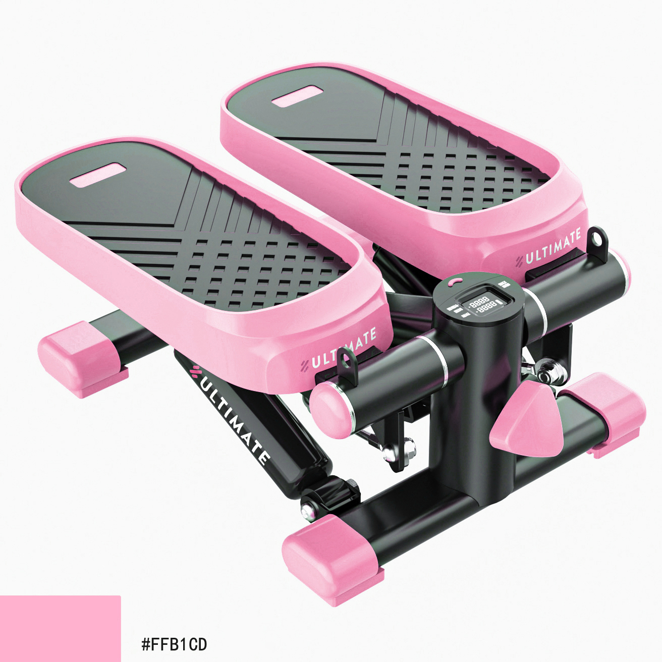 Home Office Exercise 330LBS Capacity Mini Stepper with Resistance Bands and LCD Monitor  Pink - Image 3