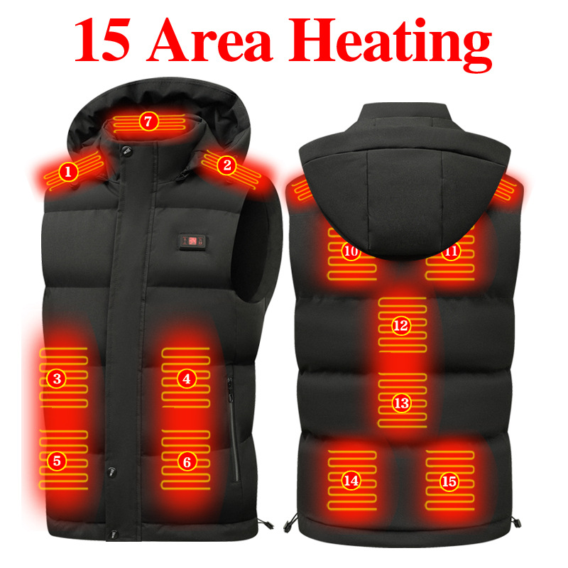 Display screen temperature heating vest, smart heating vest, male USB electric heating vest - Image 5