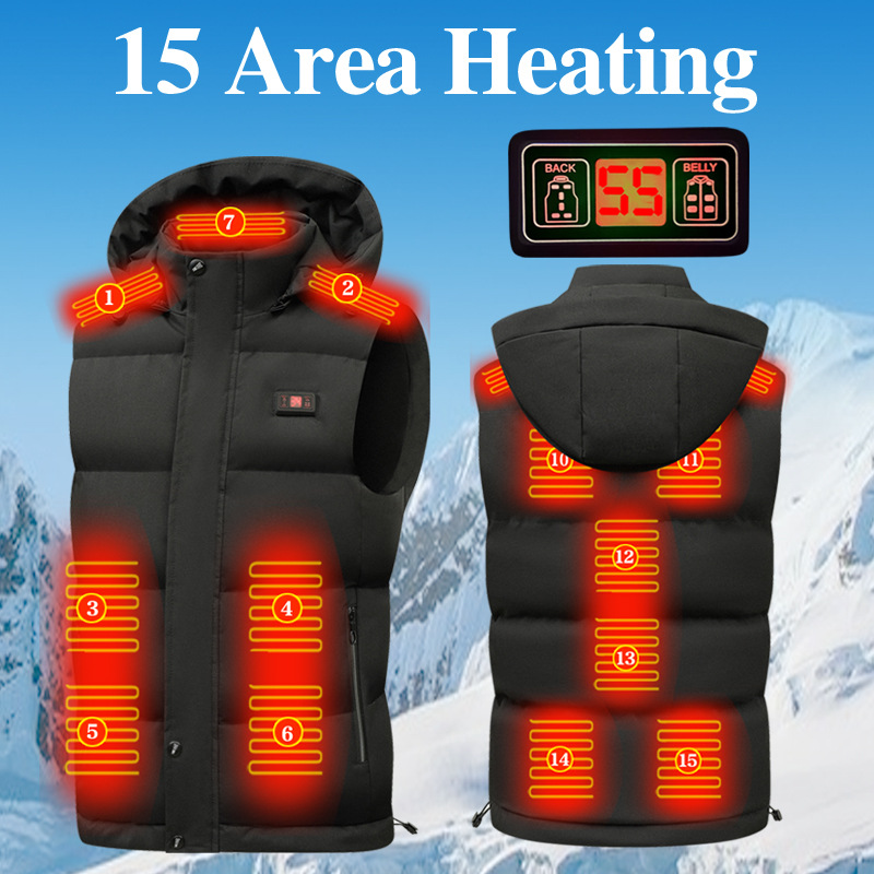 Display screen temperature heating vest, smart heating vest, male USB electric heating vest