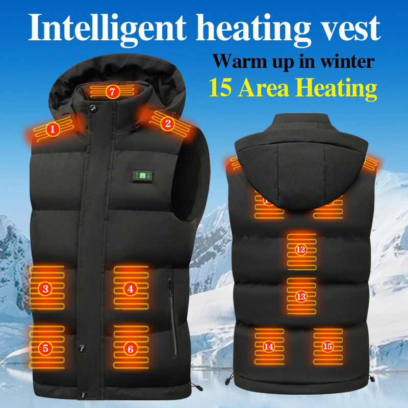 Display screen temperature heating vest, smart heating vest, male USB electric heating vest - Image 4
