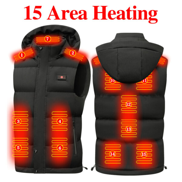 Display screen temperature heating vest, smart heating vest, male USB electric heating vest - Image 6